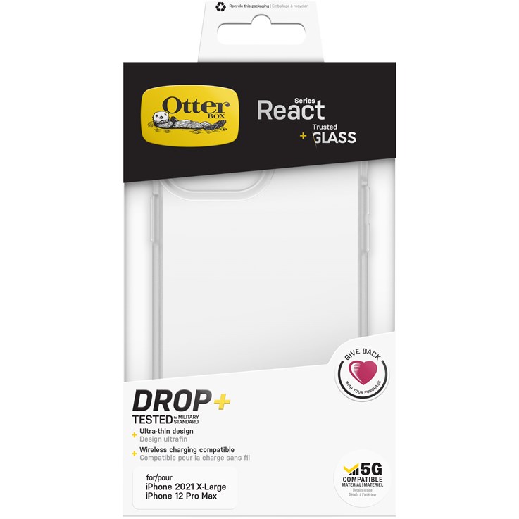 OtterBox React + Trusted Glass Series for Apple iPhone 13 Pro Max, transparent