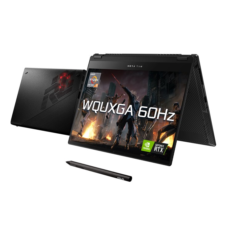 ASUS ROG Flow X13 GV301QE-K5121R AMD Ryzen™ 9 5980HS Hybrid (2-in-1) 34 cm (13.4") Touchscreen WQUXGA 16 GB LPDDR4x-SDRAM 1 TB SSD NVIDIA GeForce RTX 3050 Ti Wi-Fi 6 (802.11ax) Windows 10 Pro Black