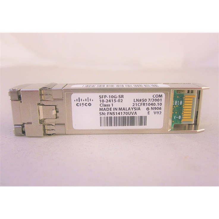 Cisco 10GBASE-SR SFP Module for 10-Gigabit Ethernet Deployments, Hot Swappable, 5-Year Standard Warranty (SFP-10G-SR=)