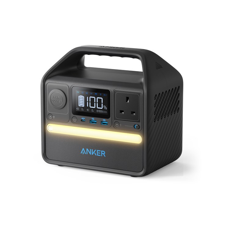 Anker 521 Portable Power Station (PowerHouse 256Wh), 6-Port PowerHouse 200W/256Wh with Solar Generator, 2 AC Outlets, 60W USB-C Power Delivery Output, LED Light for Outdoor RV, Emergencies and More