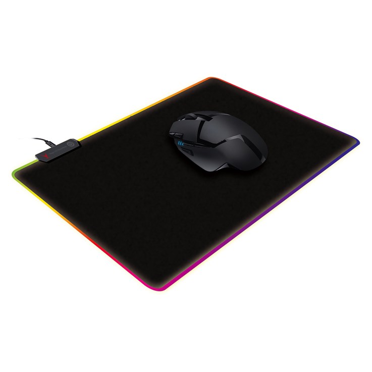 Varr Pro Gaming Mouse Pad with LED Edge Lighting, 250x300x4mm, Black, Optimised for optical and laser Gaming-grade mice, USB-A connection, Boxed