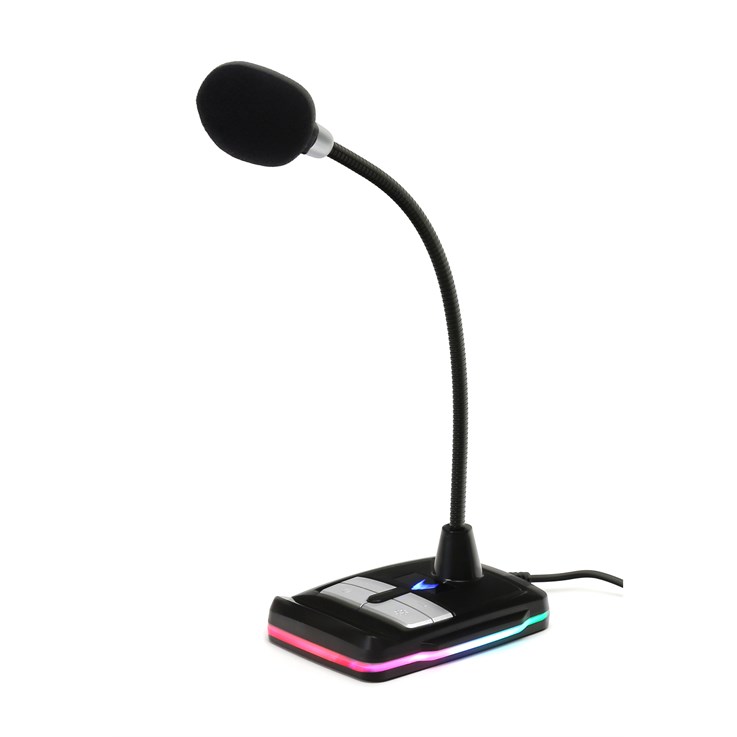 Varr Gaming USB Microphone with Stand, Adjustable 360°, Control panel (on/off, volume and backlight), Microphone sensitivity -58±2dB and omnidirectional, Popular USB-A connection, Black, Cable 1.5m