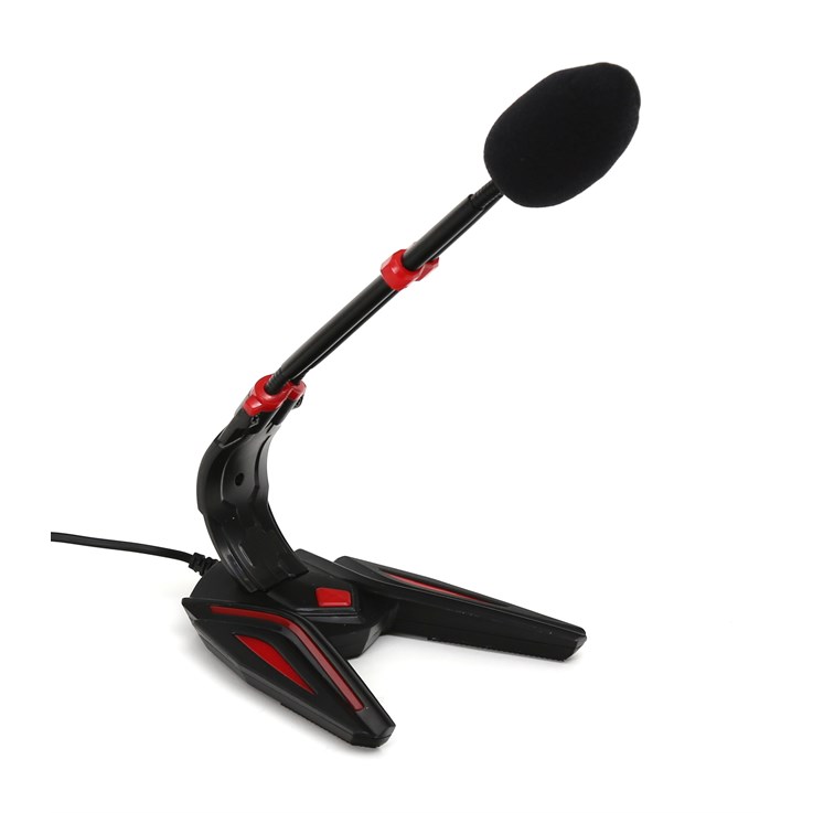 Varr Gaming 3.5mm Microphone with Stand, Adjustable 180°, Control panel (on/off, volume and backlight), Microphone sensitivity -58±2dB and omnidirectional, 3.5mm connection jack, Black/Red, Cable 1.5m