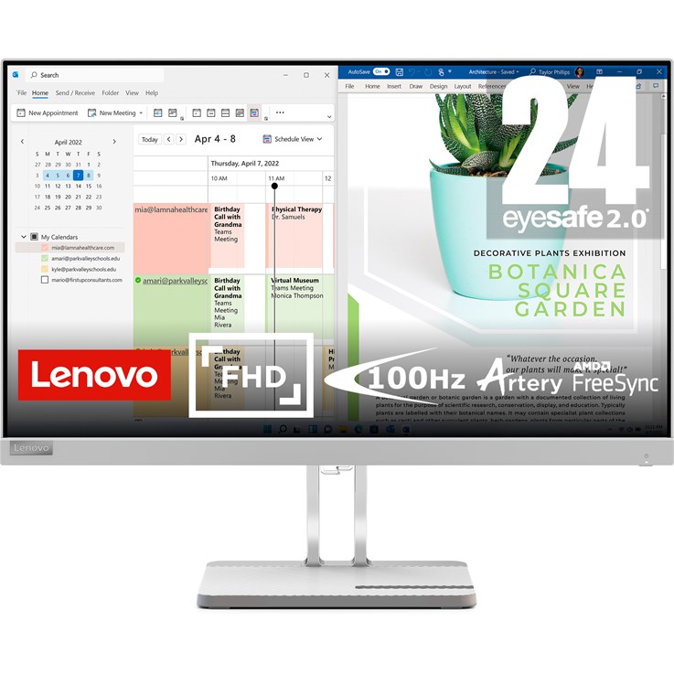 Lenovo L24e-40 23.8" FHD Monitor, Cloud Grey