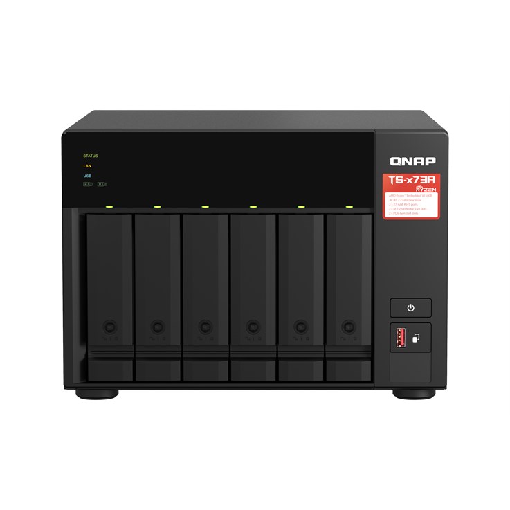 QNAP TS-673A NAS Tower AMD Ryzen V1500B 8 GB DDR4 QNAP Turbo System Black