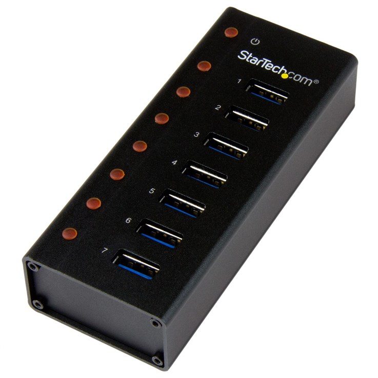 StarTech.com 7-Port USB 3.0 Hub - Desktop or Wall-Mountable Metal Enclosure~7-Port USB 3.0 Hub (5Gbps) - Desktop or Wall-Mountable Metal Enclosure