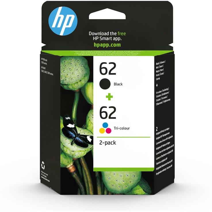 HP 62 2-pack Black/Tri-color Original Ink Cartridges